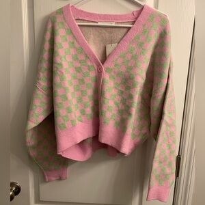 Idem ditto checkered cardigan sweater NWT size M/L